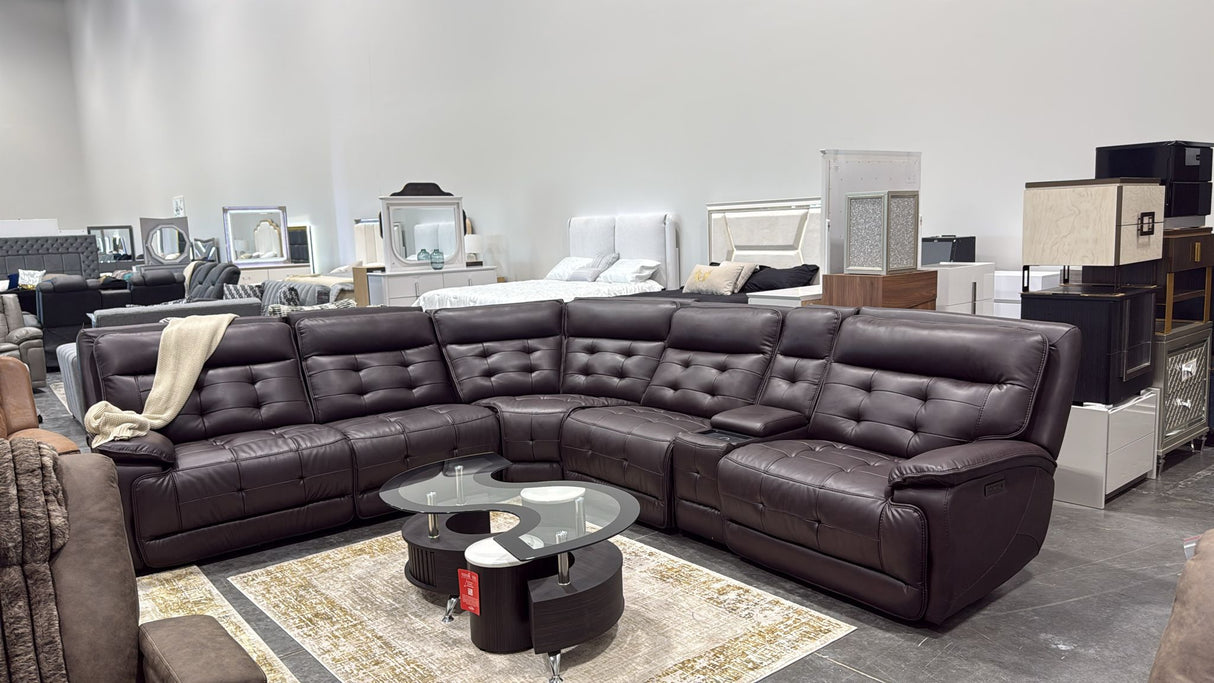 Starlight Brown (Power/Adj Head) 6-Piece Power Reclining Sectional by New Era Innovations at Eve Furniture