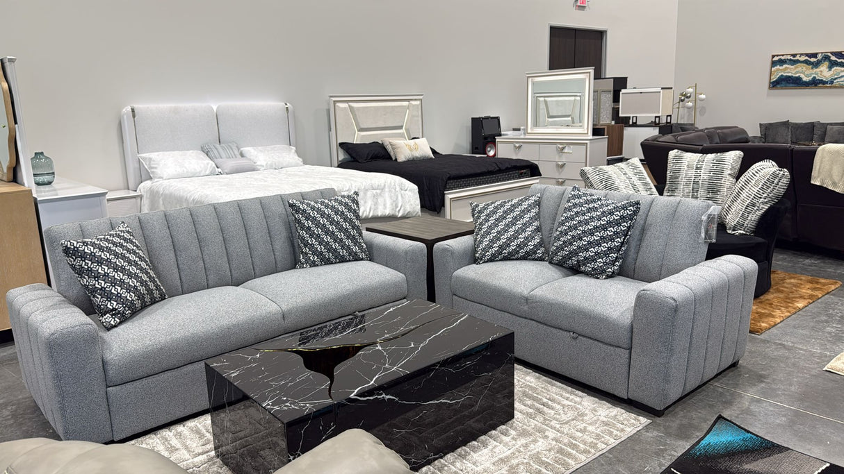 Zaira Grey Sofa & Loveseat by New Era Innovations at Eve Furniture