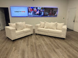 Larce Cream Sofa & Loveseat by Happy Homes at Eve Furniture