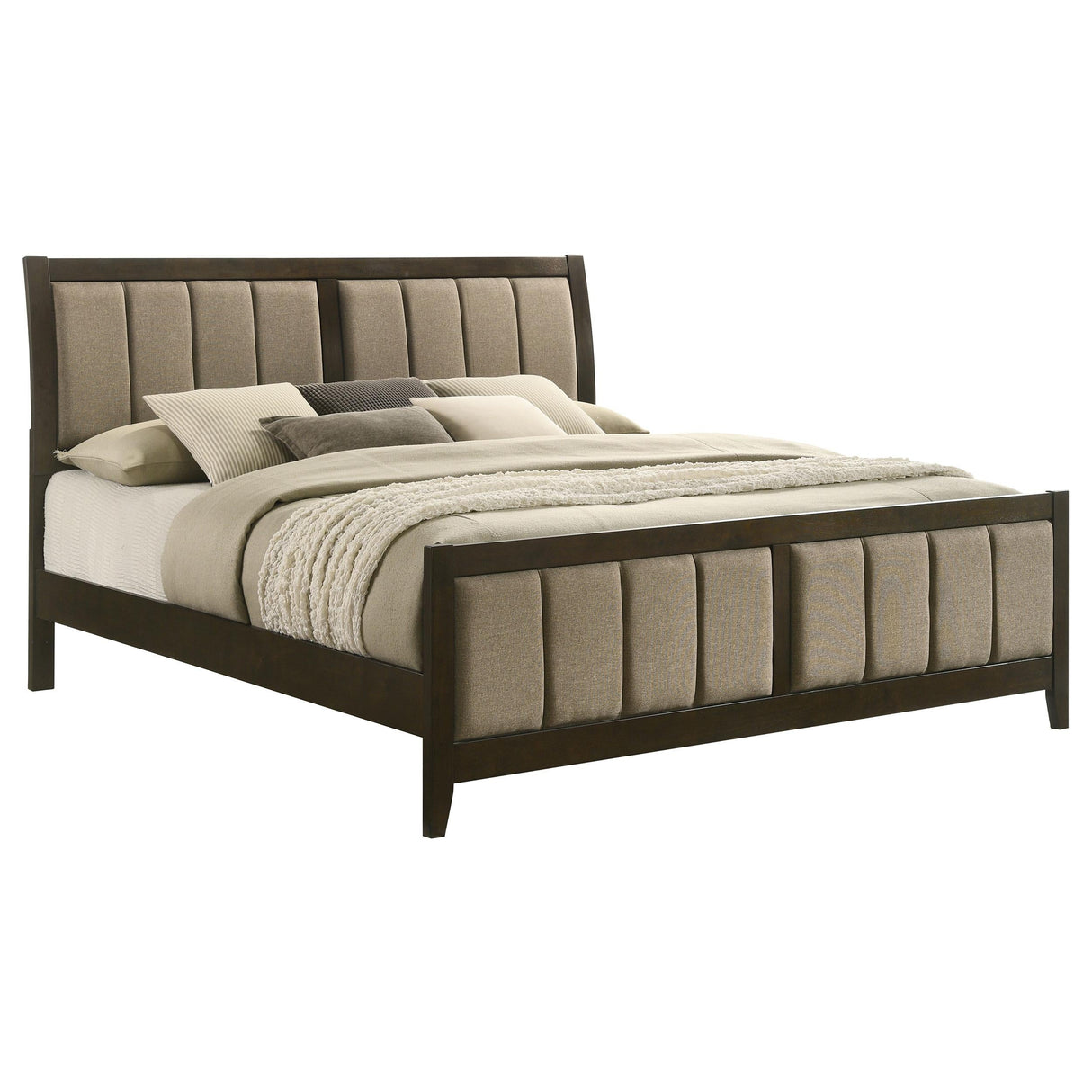 Wilkes 51-inch Upholstered California King Bed Dark Cocoa by Coaster at Eve Furniture