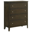 Wilkes Dark Cocoa 4-Drawer Chest by Coaster at Eve Furniture