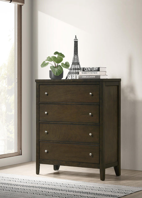 Wilkes Dark Cocoa 4-Drawer Chest by Coaster at Eve Furniture