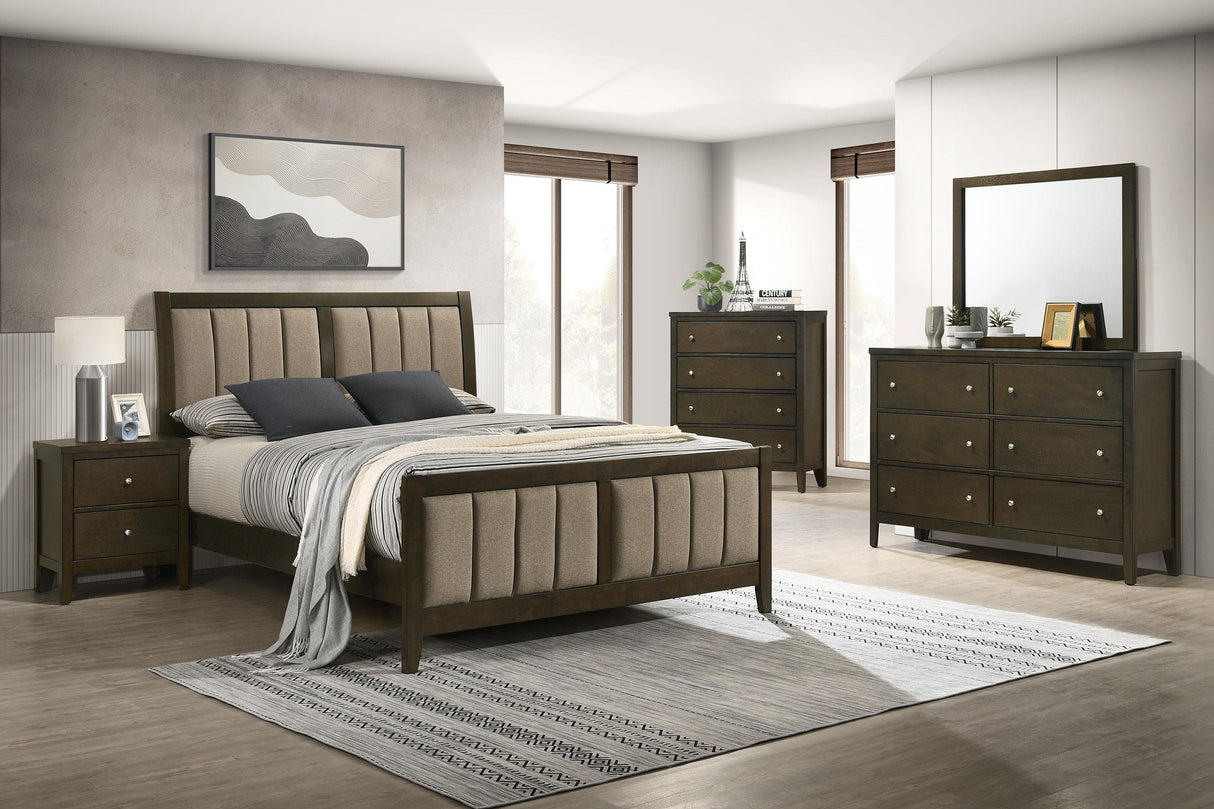 Wilkes Dark Cocoa Upholstered Eastern King Bed by Coaster at Eve Furniture