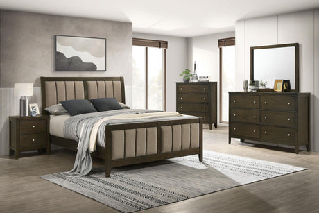 Wilkes Dark Cocoa Upholstered Eastern King Bed by Coaster at Eve Furniture