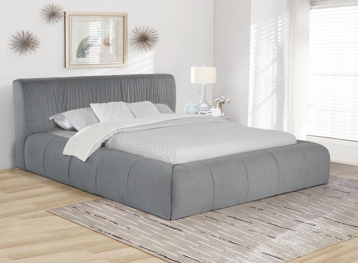 Wilshire Gray Upholstered Eastern King Platform Bed by Coaster at Eve Furniture