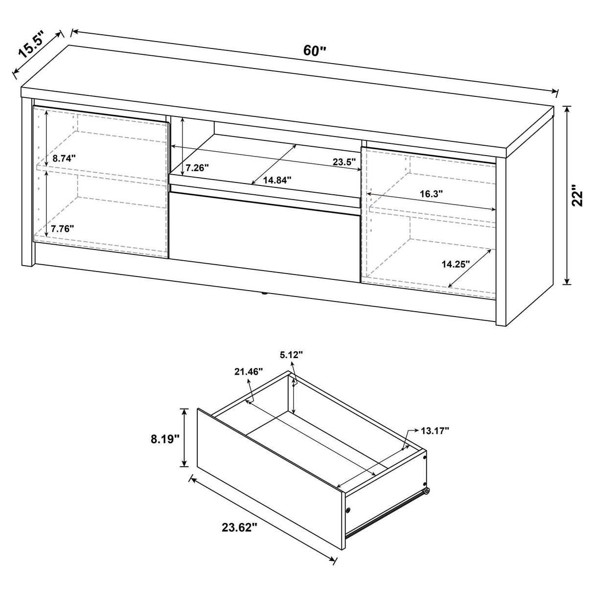 Winfield Black 3-Piece Entertainment Center 60-inch TV Stand by Coaster at Eve Furniture