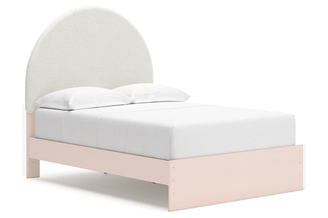 Wistenpine Blush Upholstered Youth One Side Storage Panel Bedroom Set by Ashley at Eve Furniture