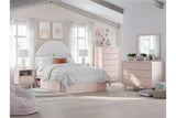 Wistenpine Blush Upholstered Youth One Side Storage Panel Bedroom Set by Ashley at Eve Furniture