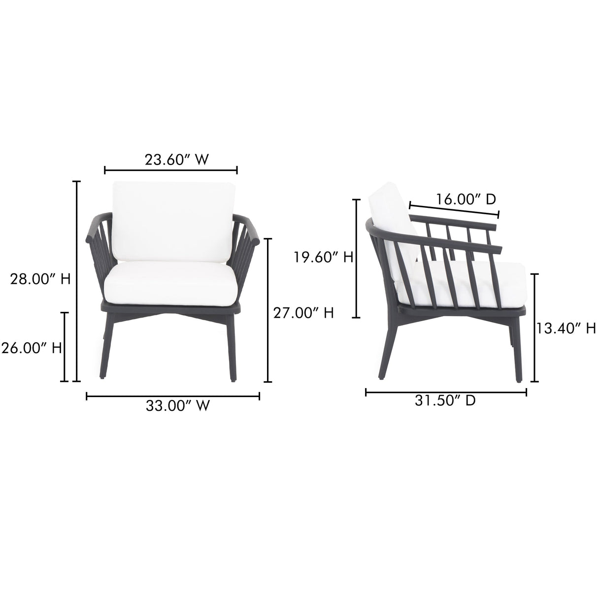 Wren Warm White Outdoor Lounge Chair by Moe's Home at Eve Furniture