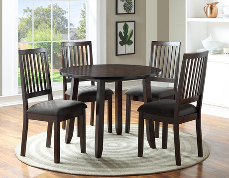 Yorktown Espresso 5-Piece Round Dining Room Set by Steve Silver at Eve Furniture
