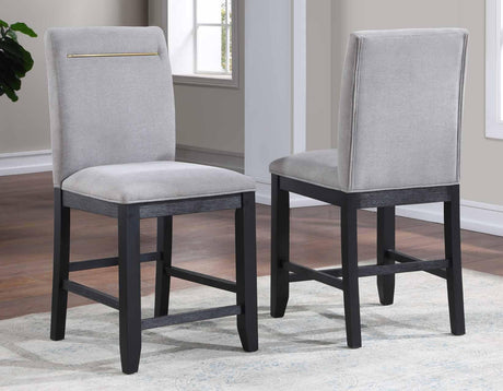 Yves 24″ Counter Stool, Grey Upholstered, Set of 2 by Steve Silver at Eve Furniture