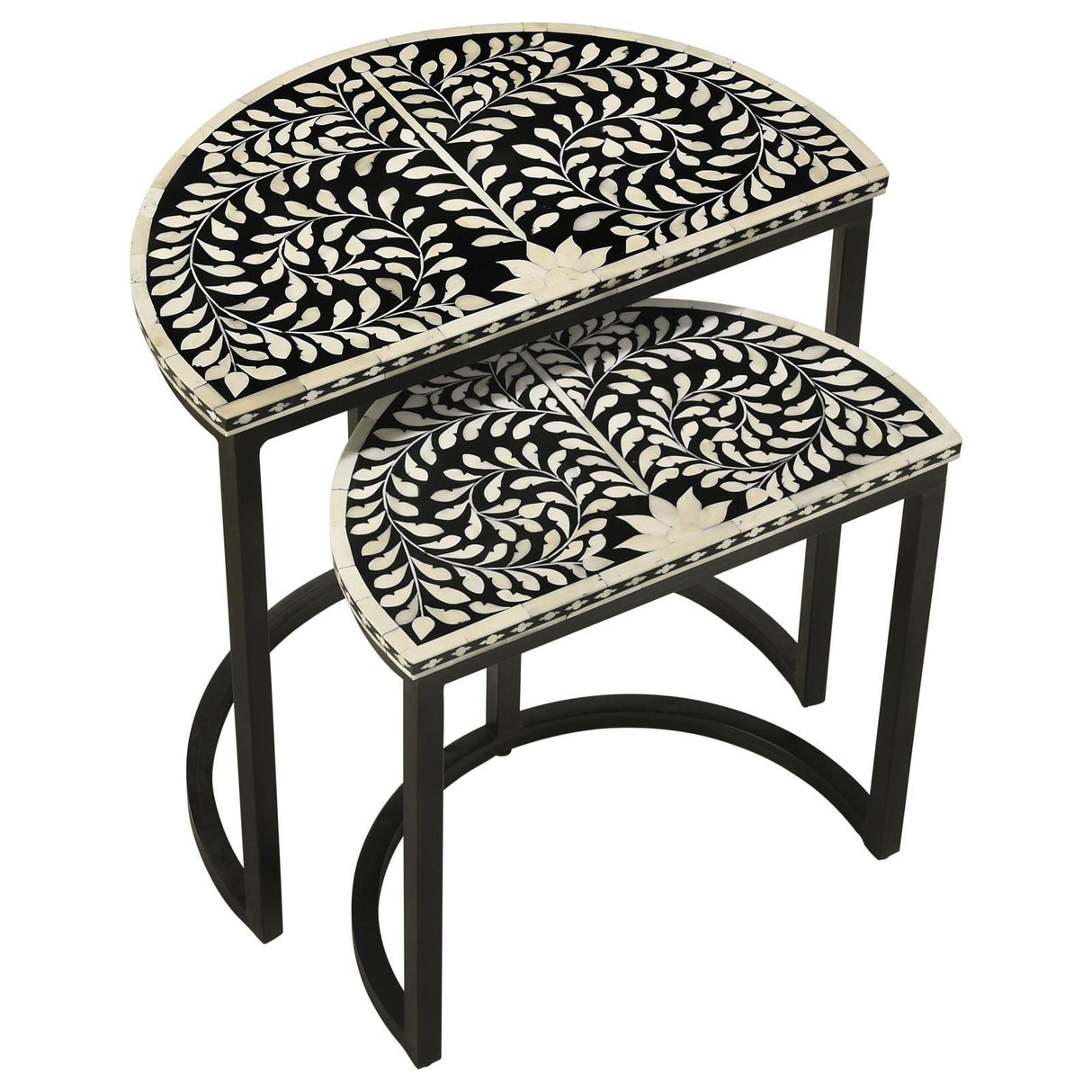 Zakiya Black and White 2-piece Demilune Nesting Table by Coaster at Eve Furniture