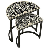 Zakiya Black and White 2-piece Demilune Nesting Table by Coaster at Eve Furniture