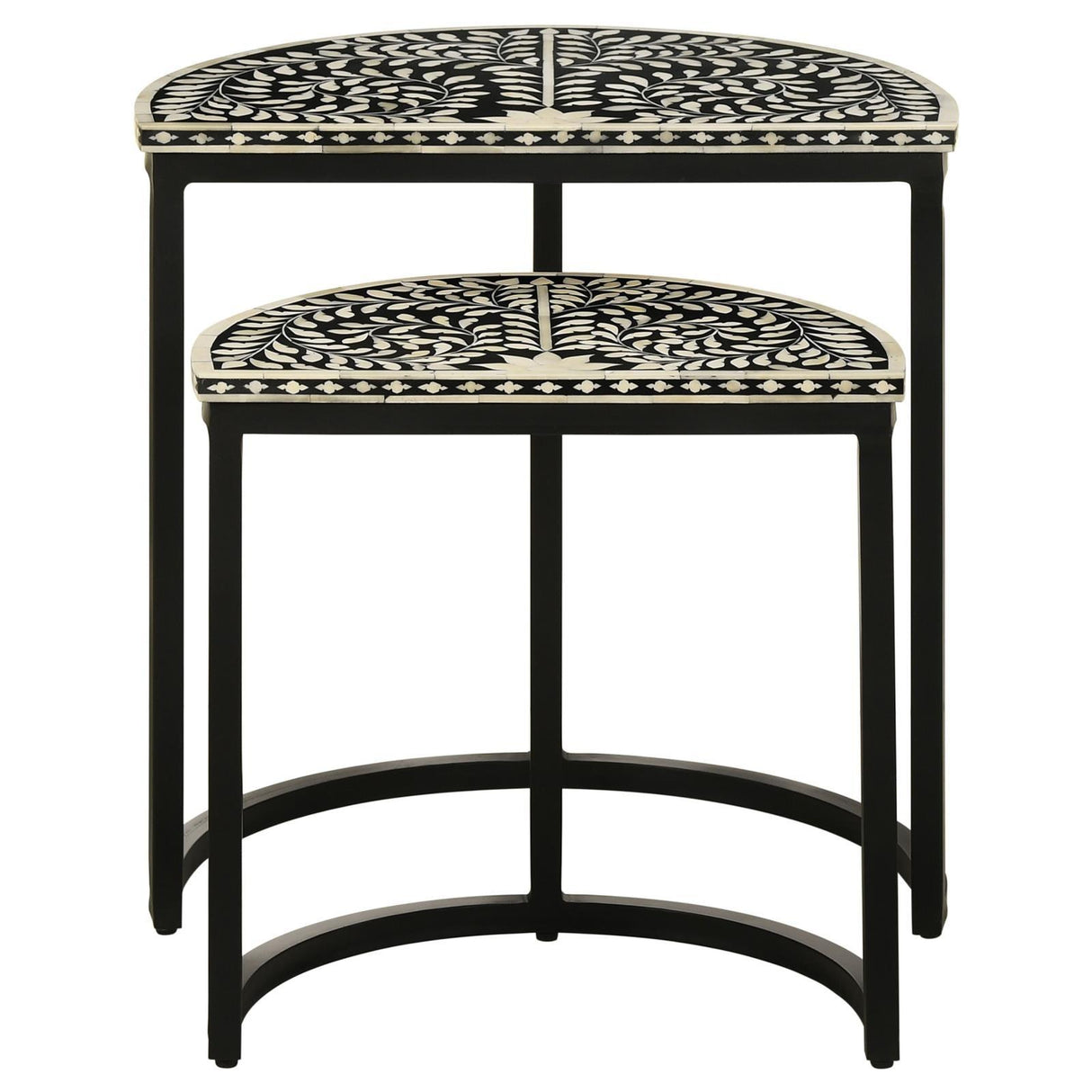 Zakiya Black and White 2-piece Demilune Nesting Table by Coaster at Eve Furniture