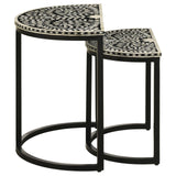 Zakiya Black and White 2-piece Demilune Nesting Table by Coaster at Eve Furniture