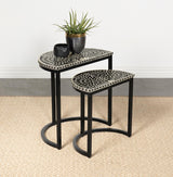 Zakiya Black and White 2-piece Demilune Nesting Table by Coaster at Eve Furniture