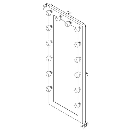 Zayan White High Gloss Full Length Floor Mirror With Lighting by Coaster at Eve Furniture