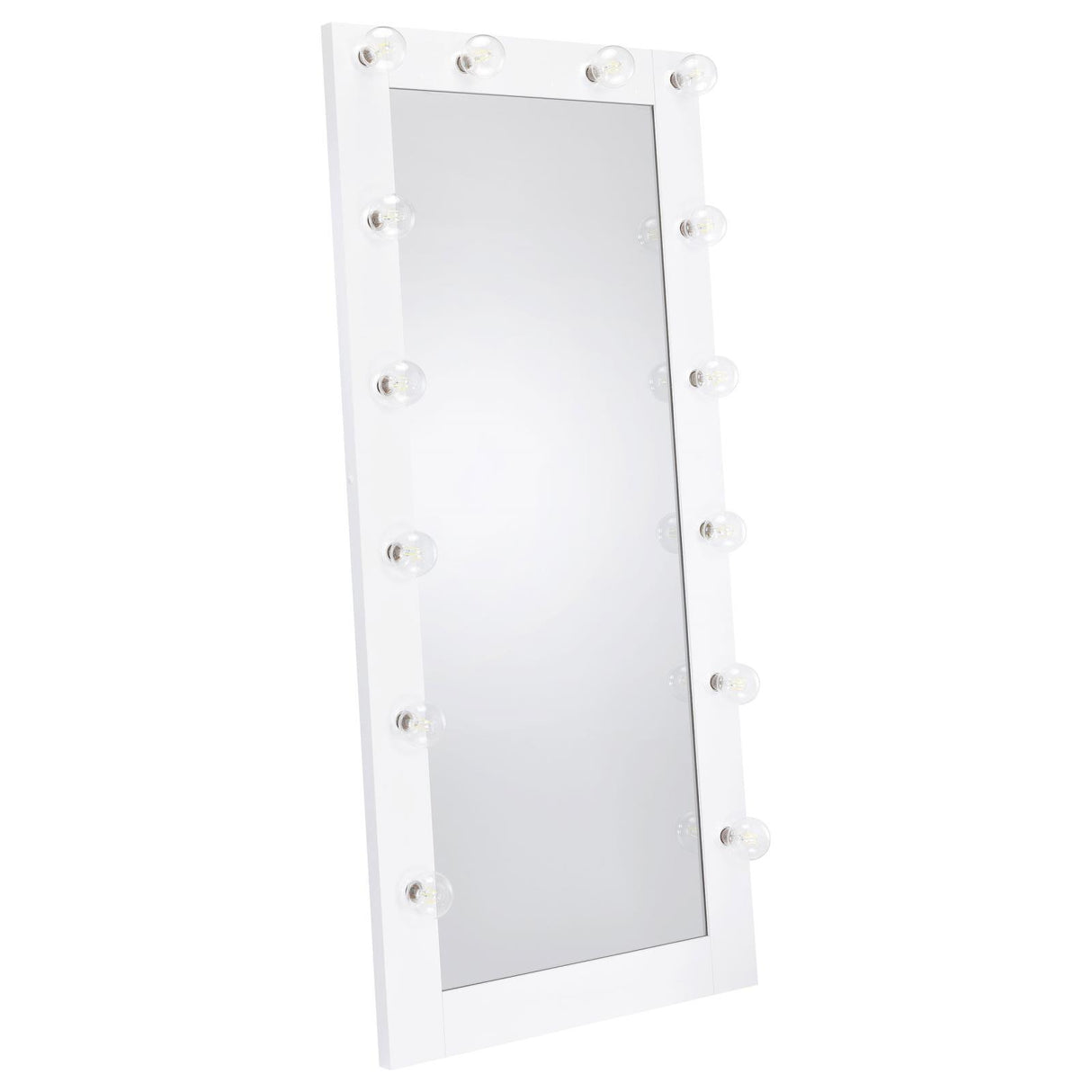 Zayan White High Gloss Full Length Floor Mirror With Lighting by Coaster at Eve Furniture