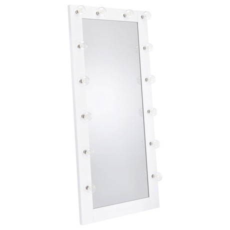 Zayan White High Gloss Full Length Floor Mirror With Lighting by Coaster at Eve Furniture