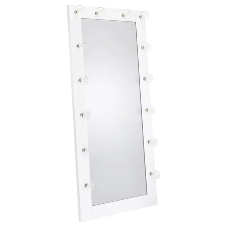 Zayan White High Gloss Full Length Floor Mirror With Lighting by Coaster at Eve Furniture