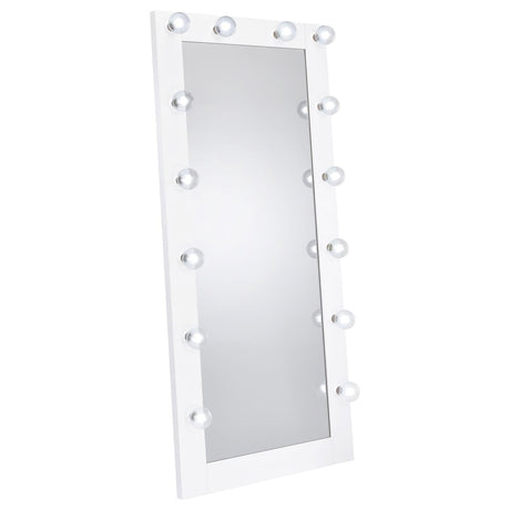 Zayan White High Gloss Full Length Floor Mirror With Lighting by Coaster at Eve Furniture