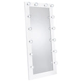 Zayan White High Gloss Full Length Floor Mirror With Lighting by Coaster at Eve Furniture