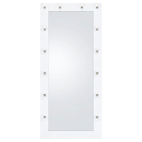 Zayan White High Gloss Full Length Floor Mirror With Lighting by Coaster at Eve Furniture