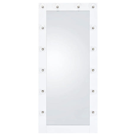 Zayan White High Gloss Full Length Floor Mirror With Lighting by Coaster at Eve Furniture