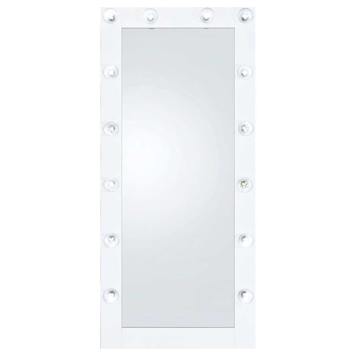 Zayan White High Gloss Full Length Floor Mirror With Lighting by Coaster at Eve Furniture