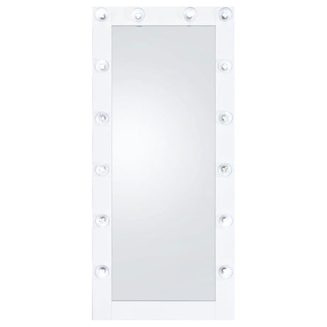 Zayan White High Gloss Full Length Floor Mirror With Lighting by Coaster at Eve Furniture