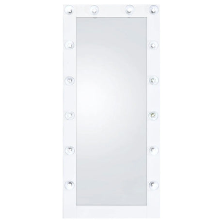 Zayan White High Gloss Full Length Floor Mirror With Lighting by Coaster at Eve Furniture
