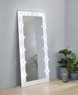 Zayan White High Gloss Full Length Floor Mirror With Lighting by Coaster at Eve Furniture
