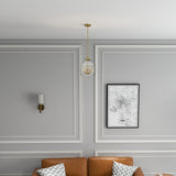 Zen Five Pendant Chain Hanging Light with Clear Glass - Satin Brass by Ashcroft Imports at Eve Furniture