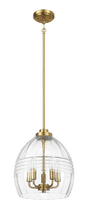 Zen Five Pendant Chain Hanging Light with Clear Glass - Satin Brass by Ashcroft Imports at Eve Furniture