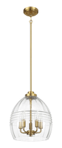 Zen Five Pendant Chain Hanging Light with Clear Glass - Satin Brass by Ashcroft Furniture at Eve Furniture