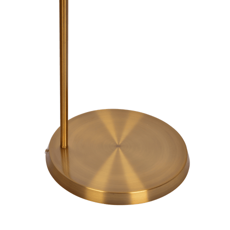 Zenith Offset Brass Base Floor Lamp with Drum-shaped Linen Shade by Ashcroft Imports at Eve Furniture