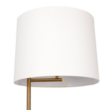 Zenith Offset Brass Base Floor Lamp with Drum-shaped Linen Shade by Ashcroft Imports at Eve Furniture