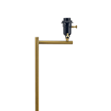 Zenith Offset Brass Base Floor Lamp with Drum-shaped Linen Shade by Ashcroft Imports at Eve Furniture