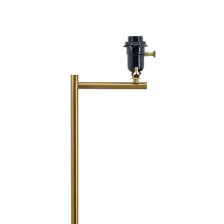 Zenith Offset Brass Base Floor Lamp with Drum-shaped Linen Shade by Ashcroft Imports at Eve Furniture