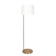 Zenith Offset Brass Base Floor Lamp with Drum-shaped Linen Shade by Ashcroft Imports at Eve Furniture