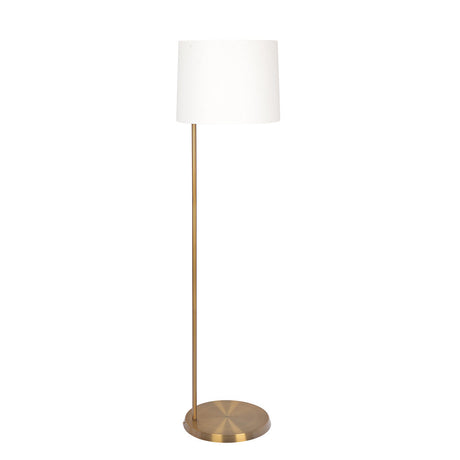 Zenith Offset Brass Base Floor Lamp with Drum-shaped Linen Shade by Ashcroft Imports at Eve Furniture