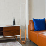 Zeon LED Floor Lamp Coarse Gold and Clear by Ashcroft Imports at Eve Furniture