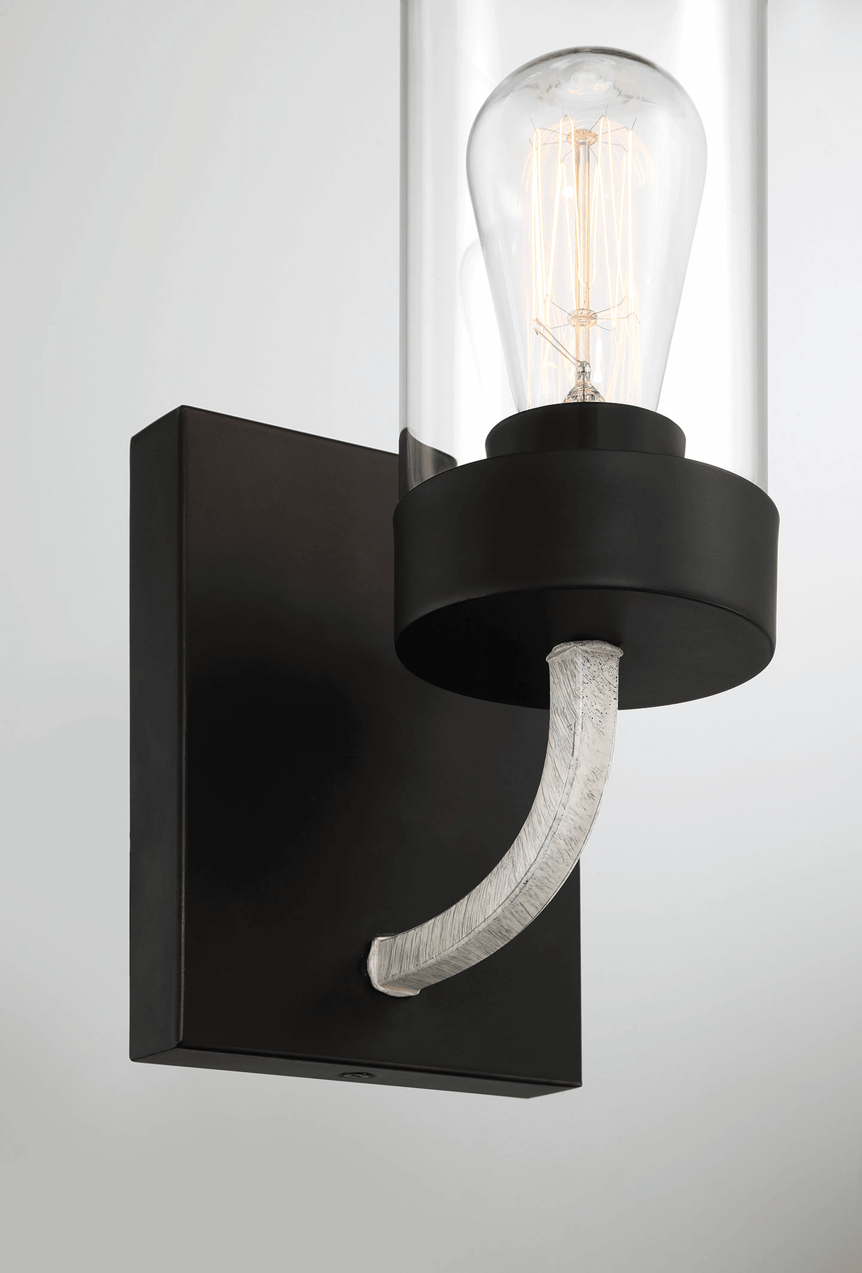 Zephyr Single Light Sconce With Clear Glass Metal Black Finish by Ashcroft Imports at Eve Furniture