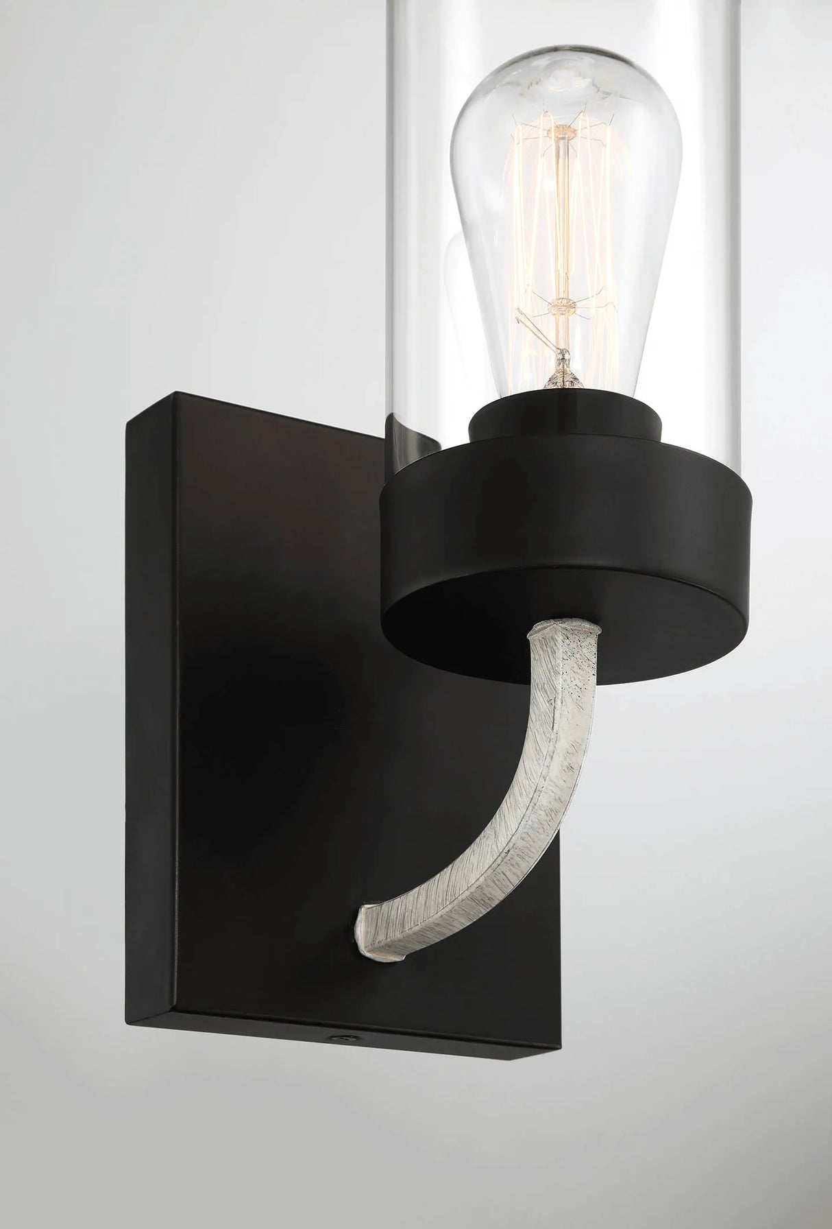 Zephyr Single Light Sconce With Clear Glass Metal Black Finish by Ashcroft Furniture at Eve Furniture