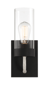 Zephyr Single Light Sconce With Clear Glass Metal Black Finish by Ashcroft Imports at Eve Furniture