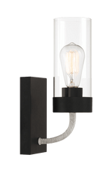 Zephyr Single Light Sconce With Clear Glass Metal Black Finish by Ashcroft Imports at Eve Furniture
