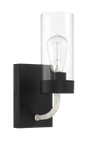 Zephyr Single Light Sconce With Clear Glass Metal Black Finish by Ashcroft Imports at Eve Furniture