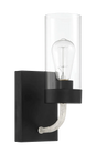 Zephyr Single Light Sconce With Clear Glass Metal Black Finish by Ashcroft Furniture at Eve Furniture