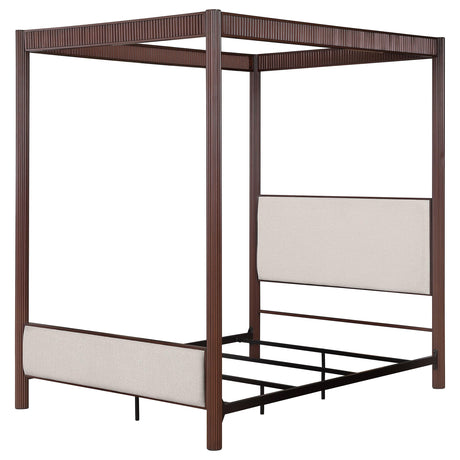 Zimmerleee Rust Brown 89-inch Metal Eastern King Canopy Bed by Coaster at Eve Furniture