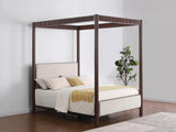 Zimmerleee Rust Brown 89-inch Metal Eastern King Canopy Bed by Coaster at Eve Furniture
